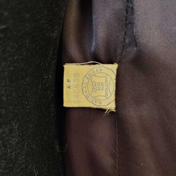 Vintage 50s/60s Black Wool Dress Coat Overcoat w/ Fur Collar ILGWU Made - Picture 6 of 6